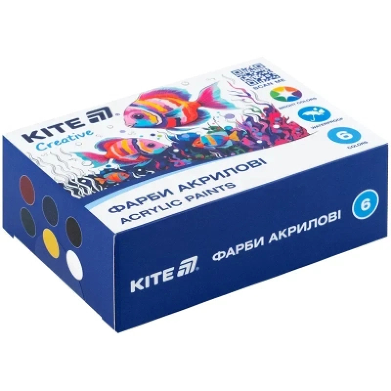 Акриловые краски Kite Creative 6 кольорів, 20 мл (K-271)