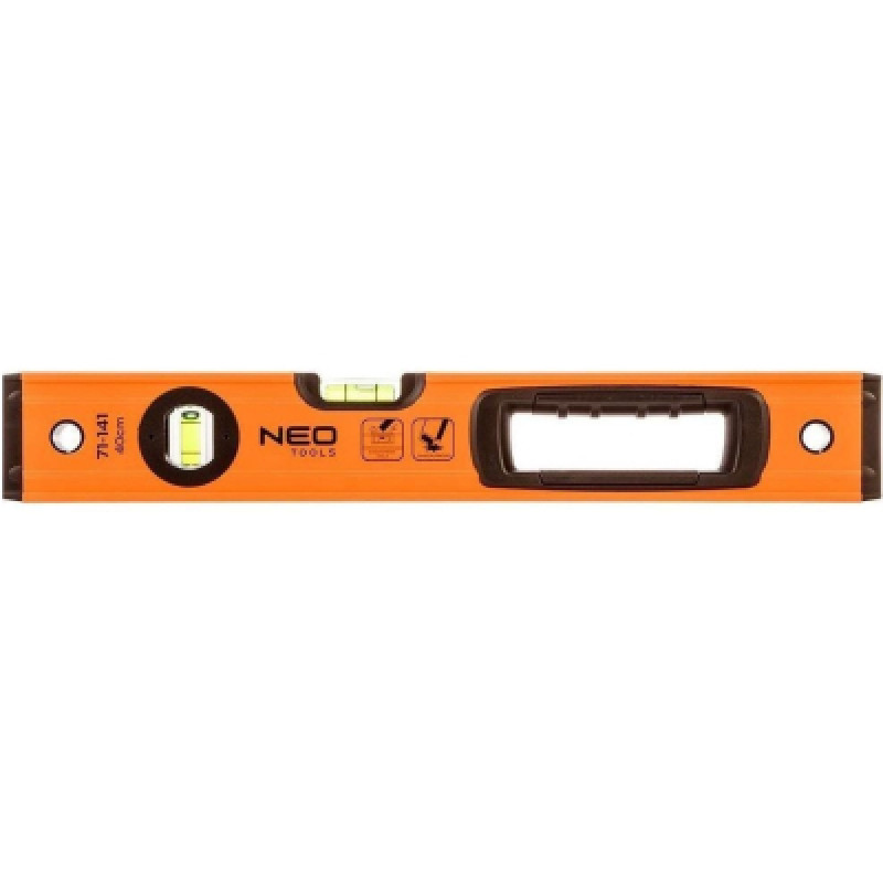 Уровень Neo Tools S 400 алюминиевый, 40 см, 3 капсулы, 1 отверстие для рук (71-141)