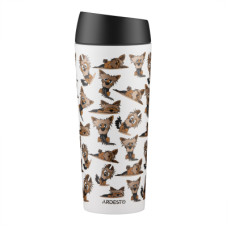 Термокружка Ardesto Coffee Time Animals Yorkie 450мл, нержавіюча сталь, сіро-бежевий (AR2645YT)