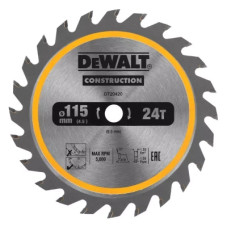 Диск пильний DeWALT універсальний, 115 х 9.5 мм, 24z, TCT, 5000 об/хв (DT20420)
