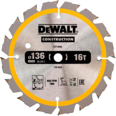 Диск пильний DeWALT СONSTRUCTION , 136 х 10, 16 z, АТВ, 20 градусів (DT1946)