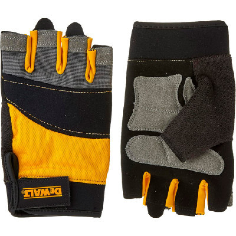 Защитные перчатки DeWALT открытые, разм. L/9, с накладками на ладони (DPG213L)