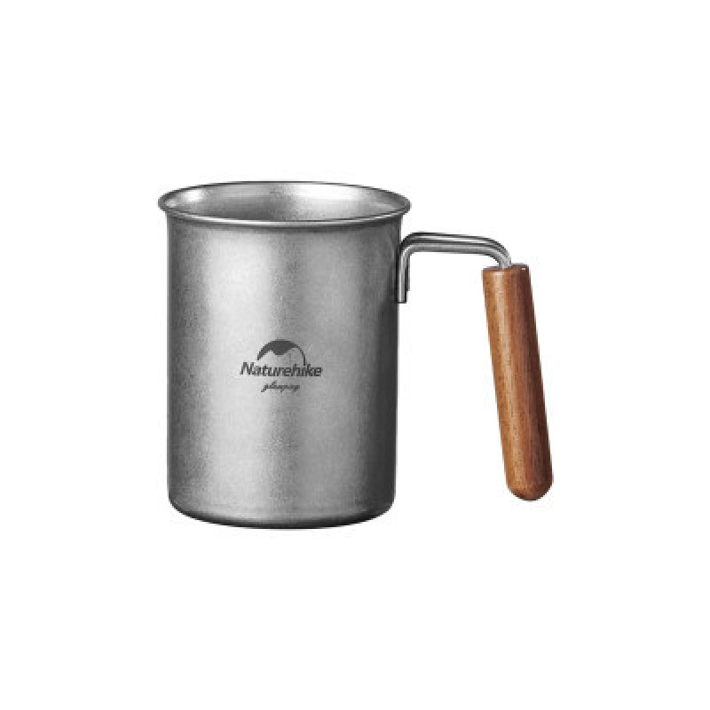 Чашка туристическая Naturehike NH21SJ001 з дерев'яною ручкою 350 мл нержавіюча сталь (6927595784594)