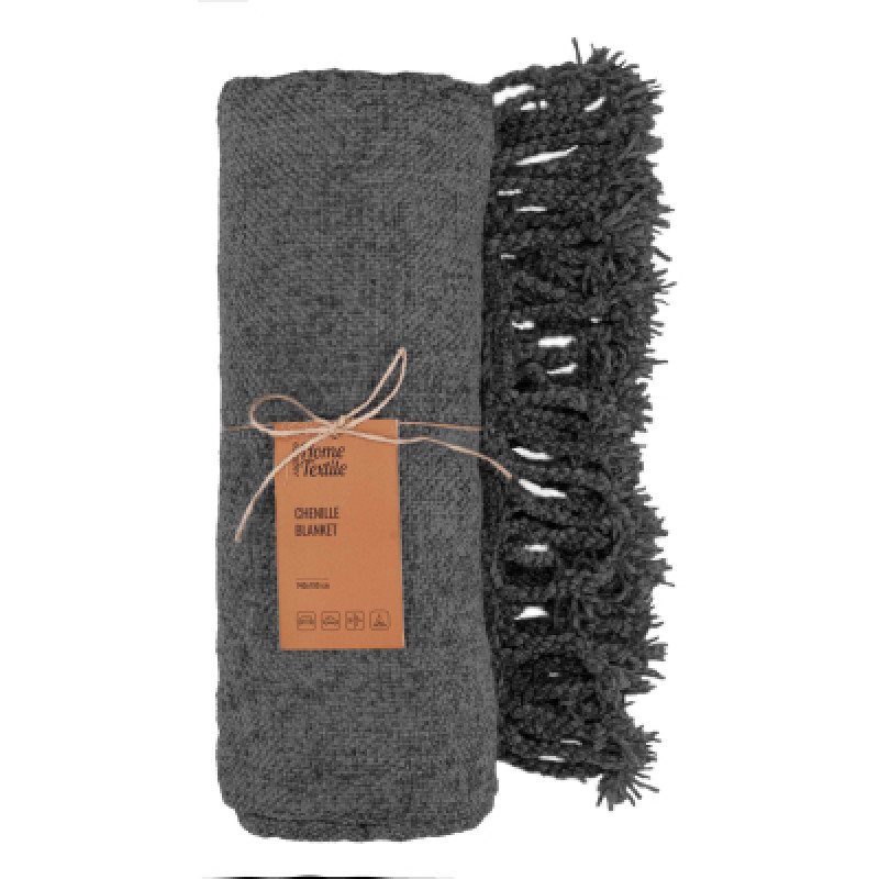 Плед Ardesto Chenille 140х190см, 100% полиэстер, серый темный (ART0203CH)