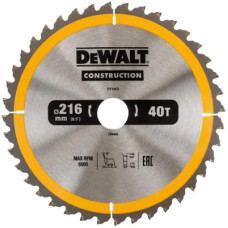 Диск пильний DeWALT СONSTRUCTION , 216 х 30, 40 z, АТВ, -5 градусів, універсальне застосування (DT1953)