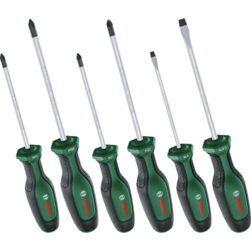Набор отверток Bosch набор 6шт, SL 4, 6.5 мм, PH1х100 мм, PH2х125 мм, PZ1х100 мм, PZ2х125 мм (1.600.A02.BX7)