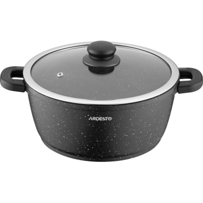 Кастрюля Ardesto Gemini Anzio скляна кришка 24 см 4,4 л чорна (AR2424GE)