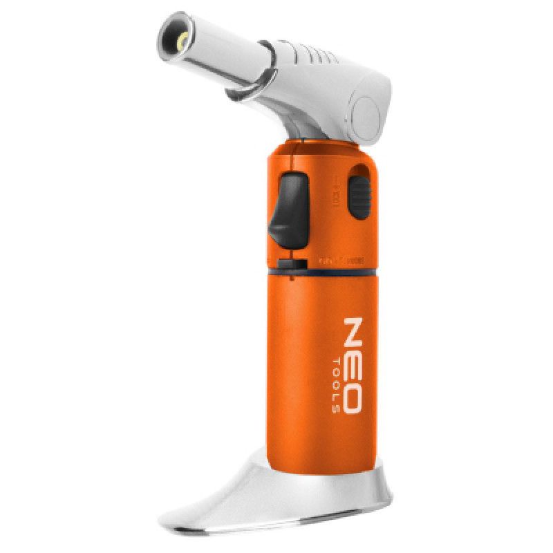 Газовый паяльник Neo Tools поворотный, пьезоподжиг, 1350°C, объем 7.8г, 340г (19-904)