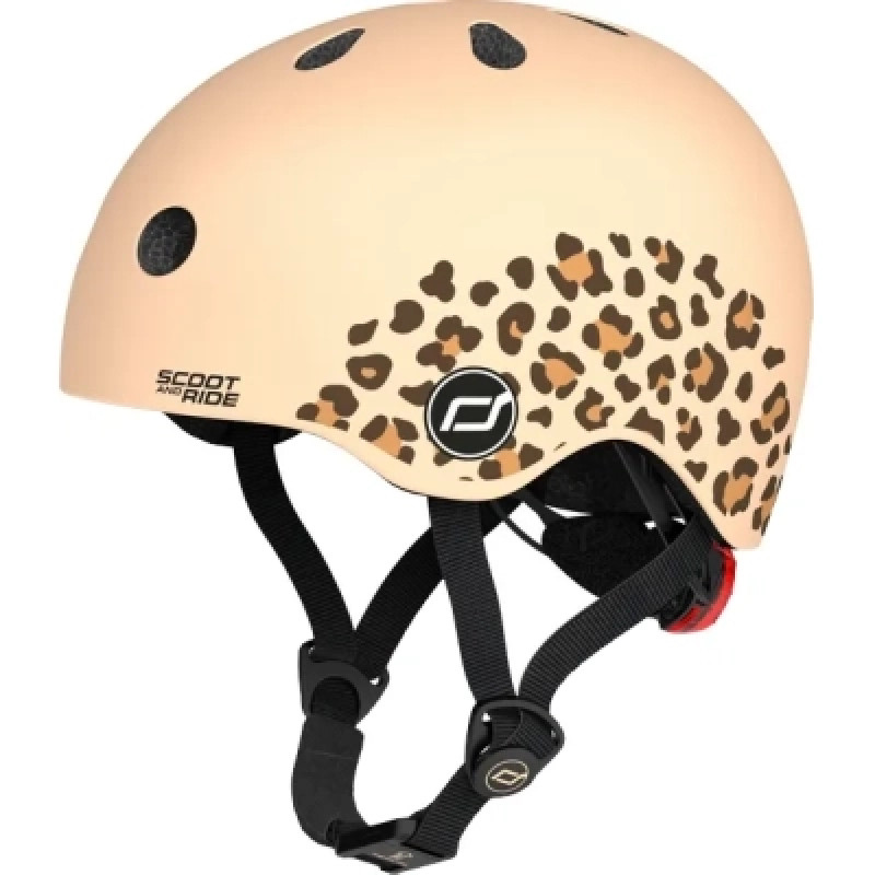 Шлем Scoot&Ride 45-51см, леопард, с фонариком (SR-181206-LEOPARD)