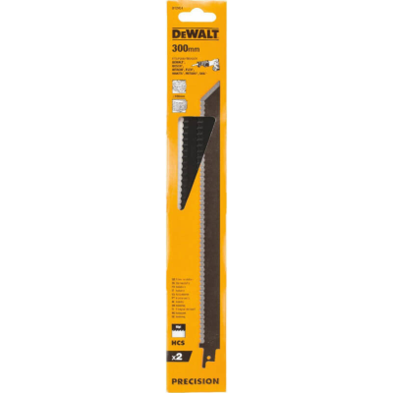 Полотно DeWALT для сабельной пилы, точный рез, 300 мм, шаг зубьев 6 TPI, 2 шт (DT2451)