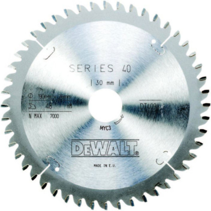 Диск пильный DeWALT EXTREME WORKSHOP, 190 х 30 мм, 48 z (TCG), -5 градусов (DT4094)