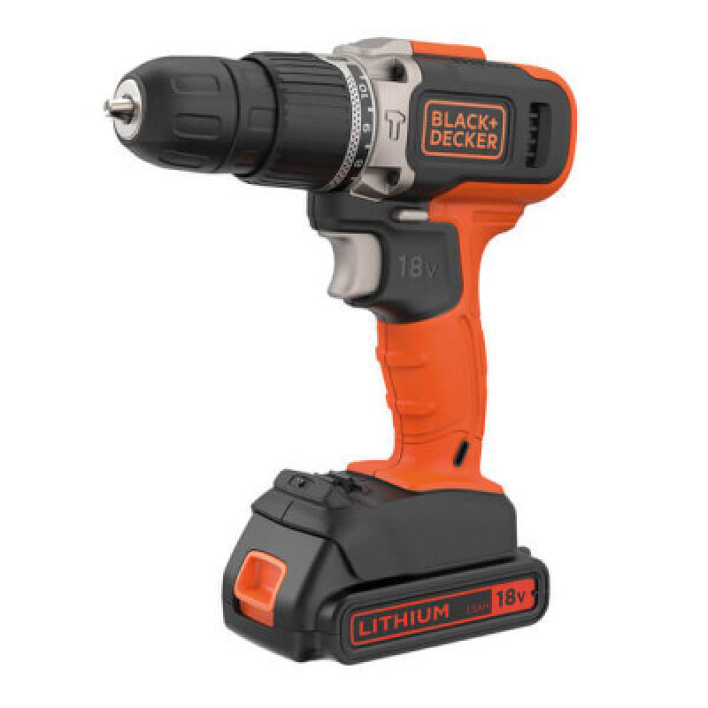 Шуруповерт Black&Decker 18 В, 1.5Ah, 45 Нм,0-360/0-1400 об/мин, 21000 уд/мин, 1.3 кг (BCD003C1)