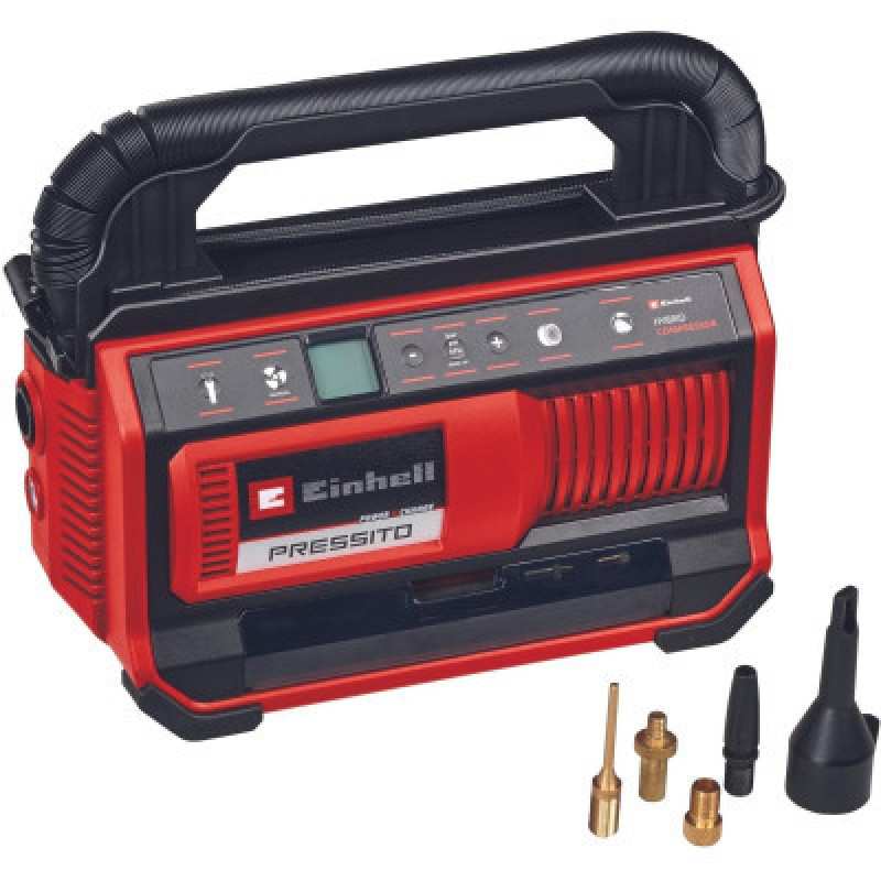 Автомобильный компрессор Einhell гібридний PRESSITO 18/25 Hybrid, PXC, 230/18В, 11бар, 25л/хв, можливість всмоктування, шланг 710 (4020430)