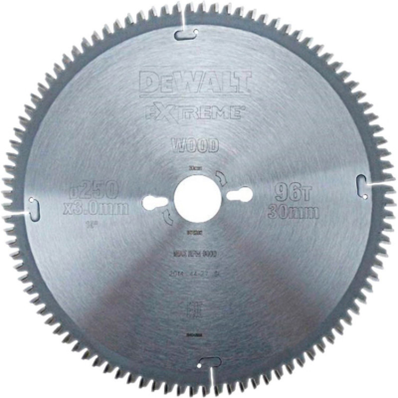 Диск пильный DeWALT EXTREME WORKSHOP, 250 х 30 мм, 96 z (TCG), - 5 градусов (DT4282)
