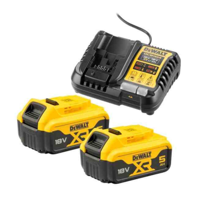 Набор аккумулятор + зарядное устройство DeWALT 12V/18V, ток 4A, 0.5 кг, 18В XR Li-Ion 2x5Ah (DCB1104P2)