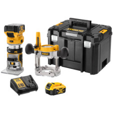 Фрезер DeWALT 18В XR Li-lon, бесщёточный, 16000-25500 об/мин, цанга 6-8мм, 2x5Ah, TSTAK (DCW604P2)