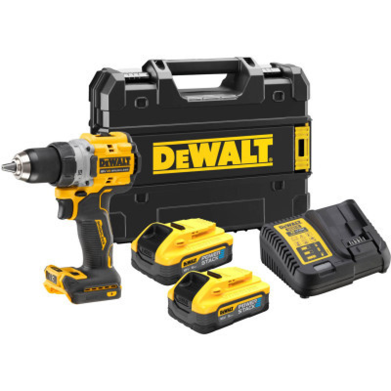 Шуруповерт DeWALT XR Li-Ion PowerStack 18 В, 2x5Ah, 90 Нм, 0-650/0-2000 об/мин, TSTAK (DCD800H2T)