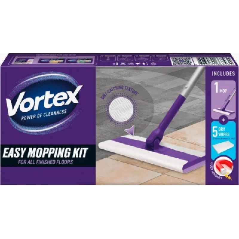 Швабра Vortex Для уборки полов + Сухие салфетки для подметания 5 шт. (4823071667431)