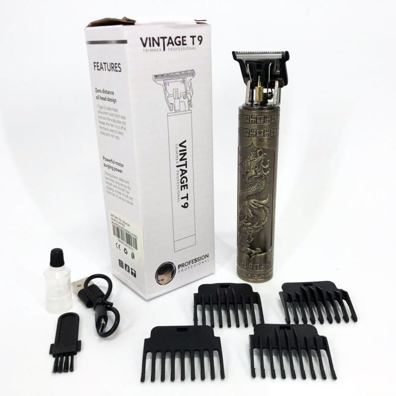 Машинка для стрижки волос Vintage T9-1 BRONZE 4 насадки