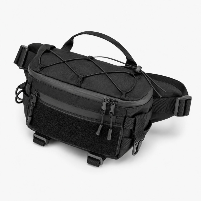 Тактическая сумка-бананка через черное плечо с Cordura 1000D, поясная мужская сумка с VELCRO и карабином