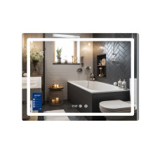 Зеркало Qtap Mideya (MI2) 1000х800 с часами, с LED-подсветкой Touch, с антизапотеванием, диммером, рег. яркости QTMID100080049266