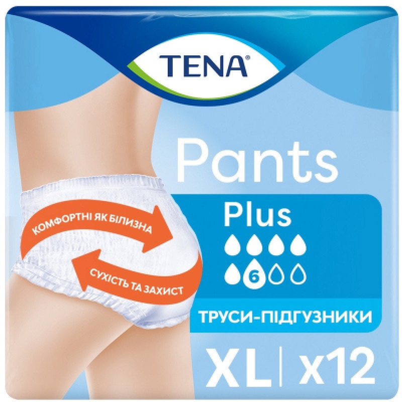 Подгузники для взрослых Tena Pants Plus Extra Large 12 шт. 6 крапель (7322542545775)