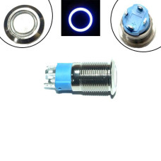 Кнопка 12мм фиксирующаяся, 12-24В, синий LED, 4pin, 12F-P10DZ