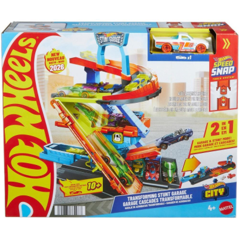 Автотрек Hot Wheels City Гараж-трансформер для трюков (JHL94)