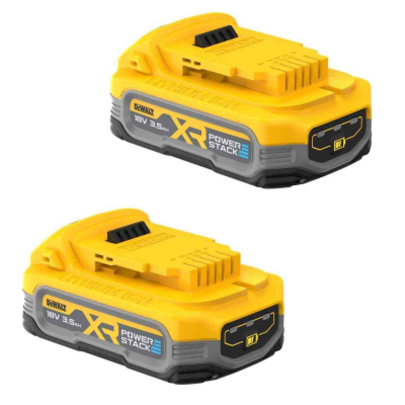 Аккумулятор к электроинструменту DeWALT 18V XR Li-lon PowerStack 3.5Ah, 2 шт., вес 1.1 кг (DCBP318S2)