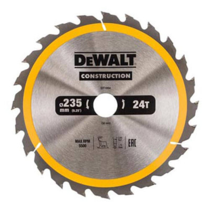 Диск пильный DeWALT СONSTRUCTION , 235x30, 24 z, АТВ, 20 гр. (DT1954)