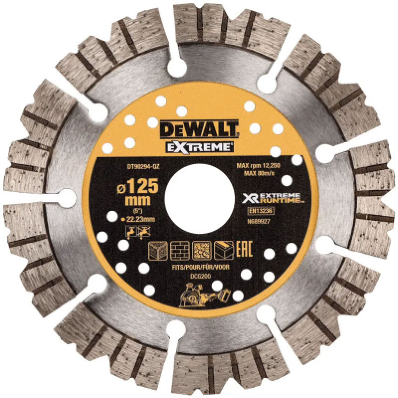 Диск пильный DeWALT алмазный EXTREME, бетон/кирпич, 125х3х22.22 мм (DT90294)