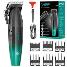 Машинка для стрижки волосся акумуляторна Professional Turbo з різними насадками VGR V-003. Колір: зелений